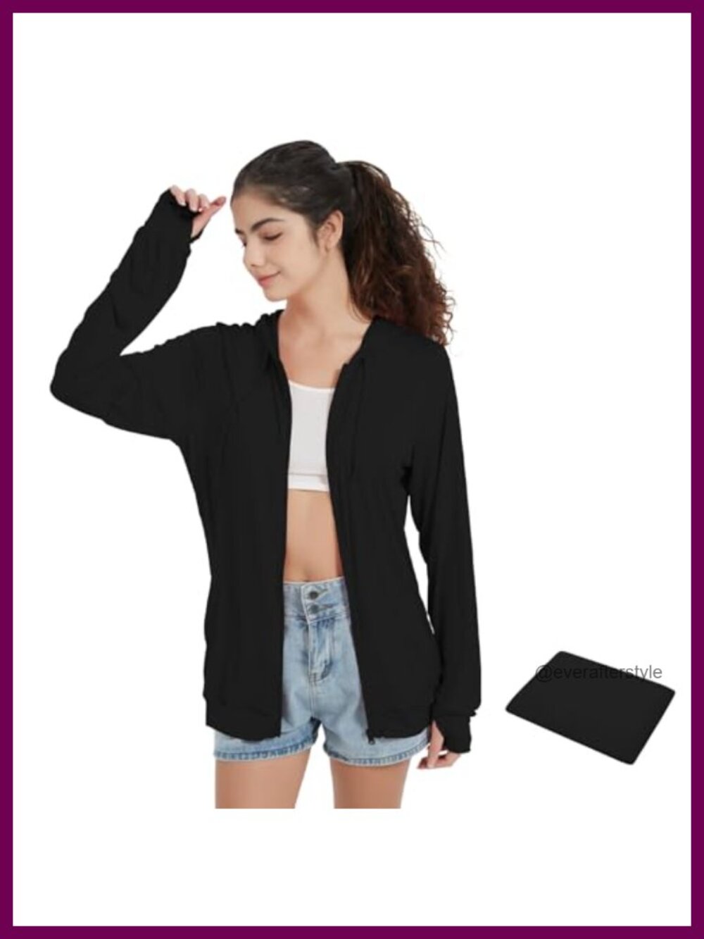Lightweight Zip Up Hoodie Thin Summer Jacket for Women with Thumb Hole Sleeves